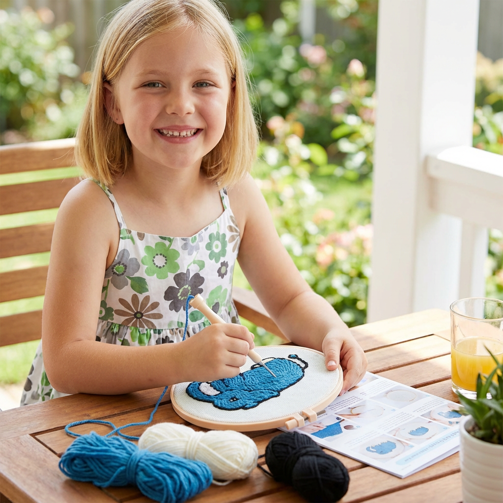 Beginner Punch Needle Embroidery Kit with Cute Animal Design Options