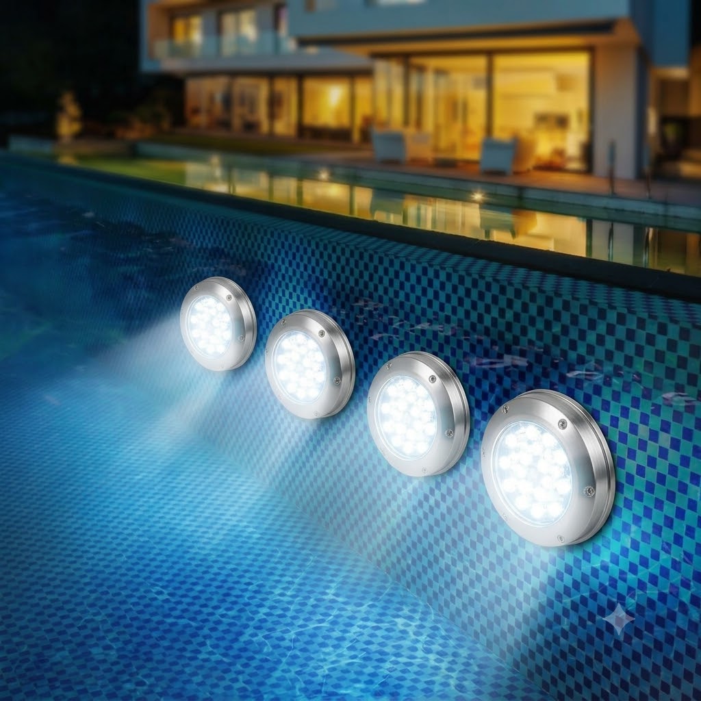 Submersible LED Light with 16-Color Remote and Suction Cup Mounting for Pools