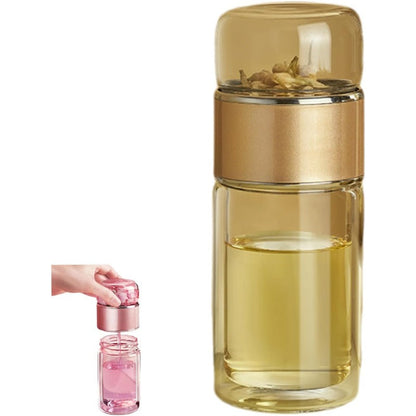Glass Tea Infuser Bottle with Tilt Brewing Control and Stainless Steel Filter