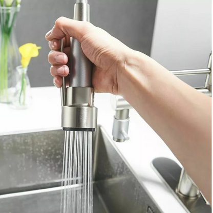 360° Stainless Steel Kitchen Faucet with Pull-Down Spring Spout