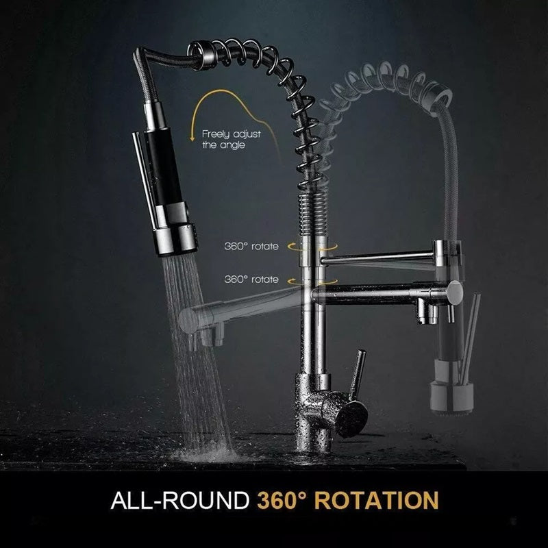 Pull-Out Kitchen Faucet with 360° Rotating Spout and Dual Mode Sprayer