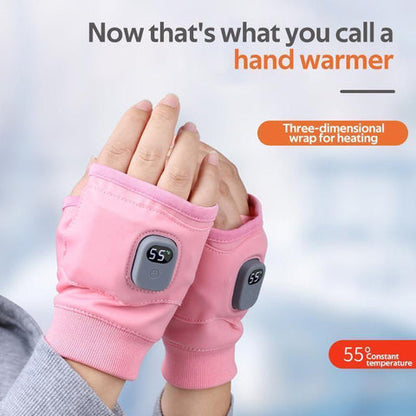 Fingerless Heated Gloves with Three Heat Levels and Rechargeable Battery in Pink Or Black