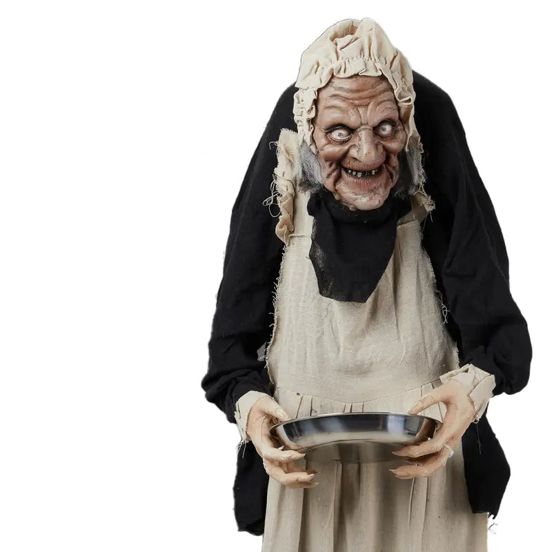 Animated Halloween Figure with Sound-Activated Head Shaking and Red LED Eyes