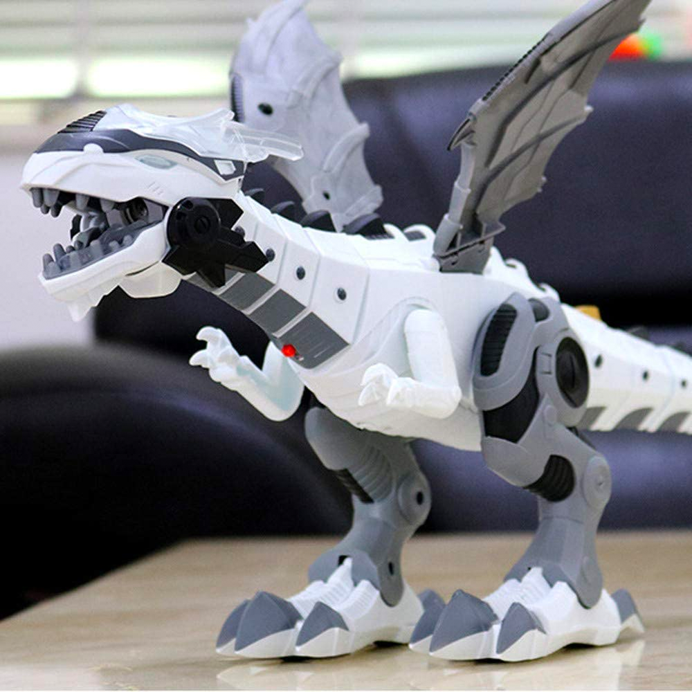Fire Spraying Dragon Toy That Walks Roars and Flaps Its Wings in White Or Green