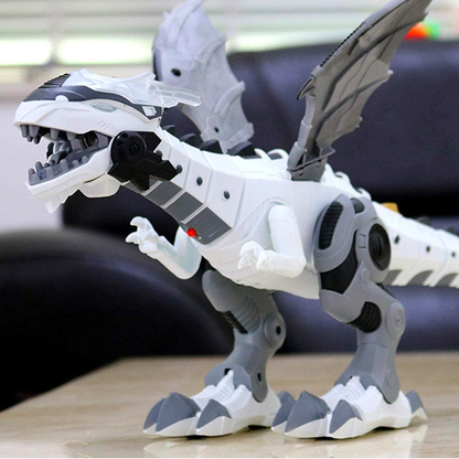 Fire Spraying Dragon Toy That Walks Roars and Flaps Its Wings in White Or Green