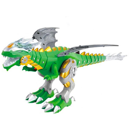 Fire Spraying Dragon Toy That Walks Roars and Flaps Its Wings in White Or Green