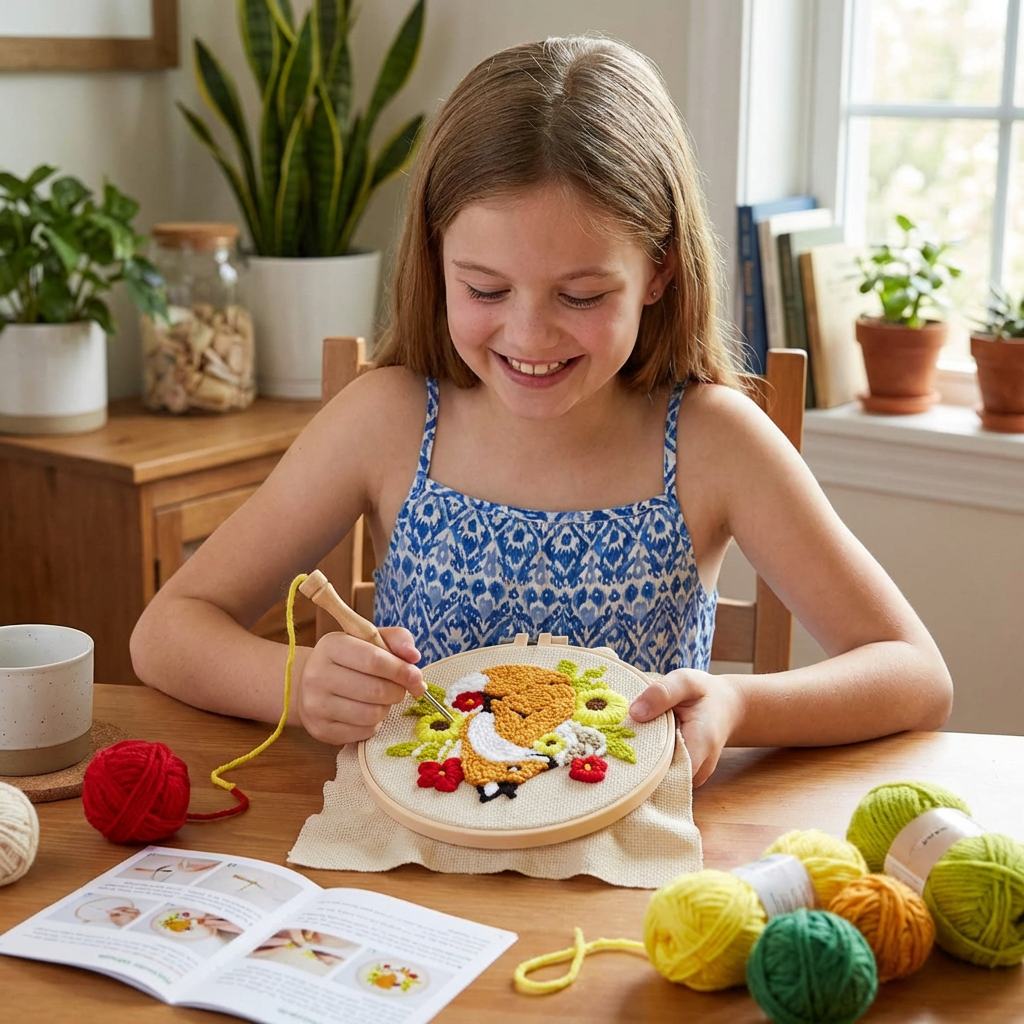 Beginner Punch Needle Embroidery Kit with Cute Animal Design Options