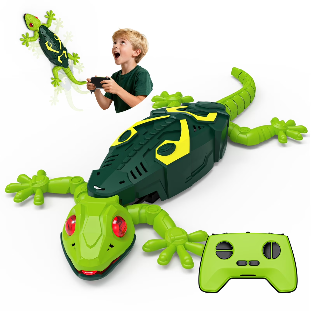Remote Control Wall Climbing Gecko with Glowing Eyes and Ceiling Grip for Kids