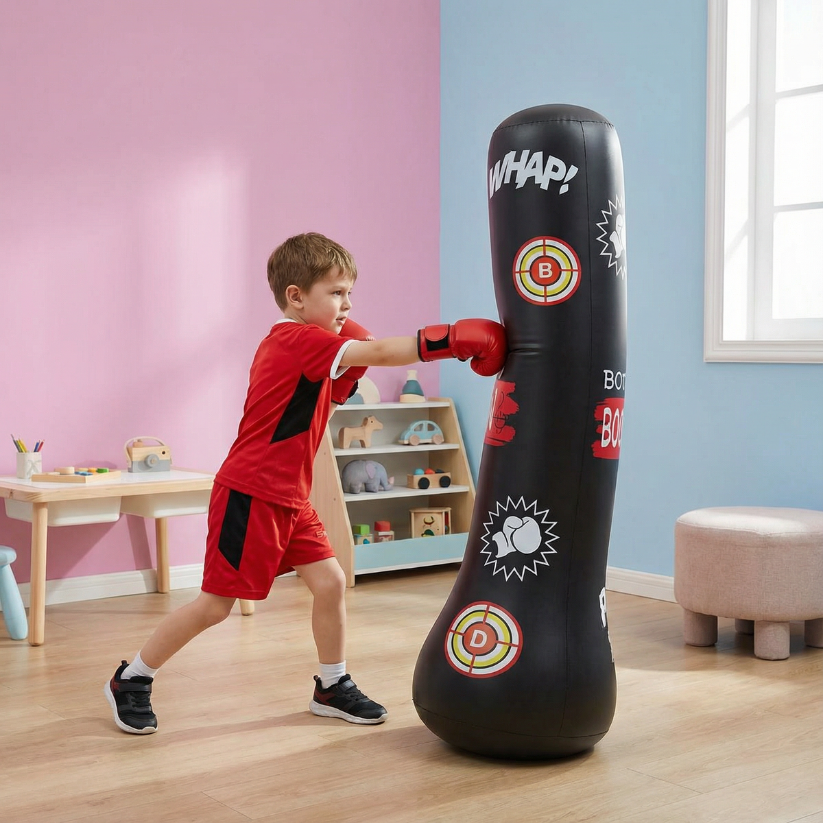 Inflatable Kids Boxing Bag with Water Filled Base for Active Play