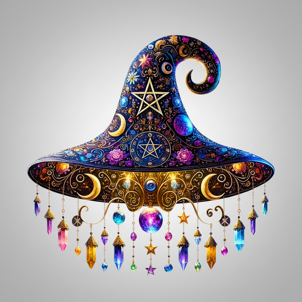 Hanging Witch Hat Halloween Decor for Shelves, Mantels, and Tabletops in Two Colors