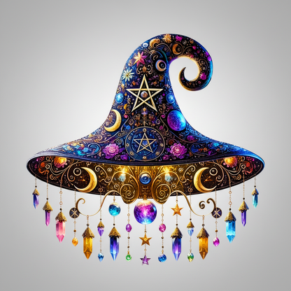 Hanging Witch Hat Halloween Decor for Shelves, Mantels, and Tabletops in Two Colors