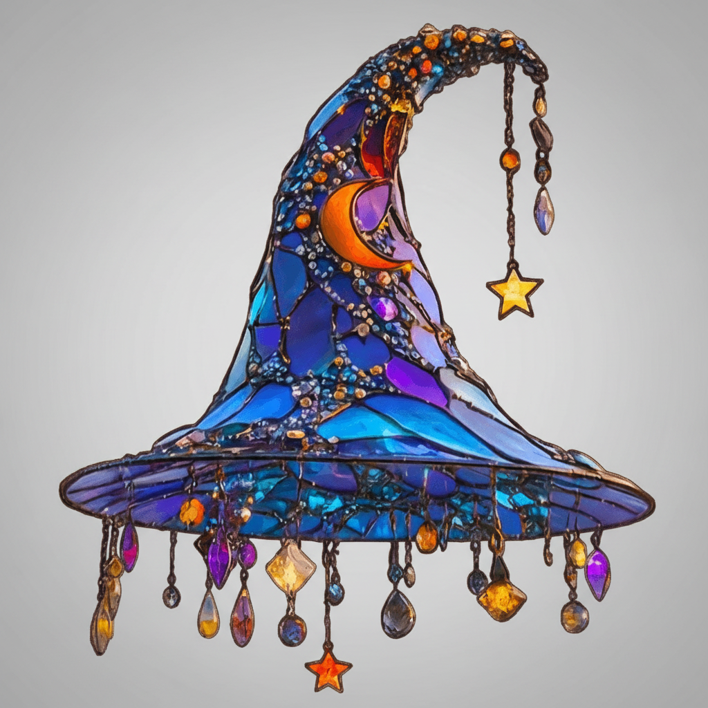 Hanging Witch Hat Halloween Decor for Shelves, Mantels, and Tabletops in Two Colors
