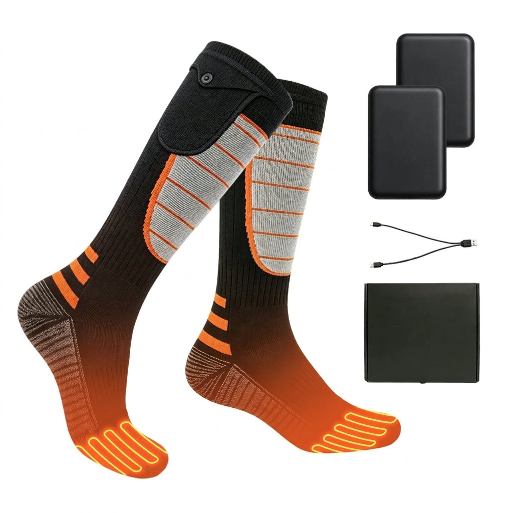 Battery Heated Socks with Side Wrap Design and Four Temperature Levels