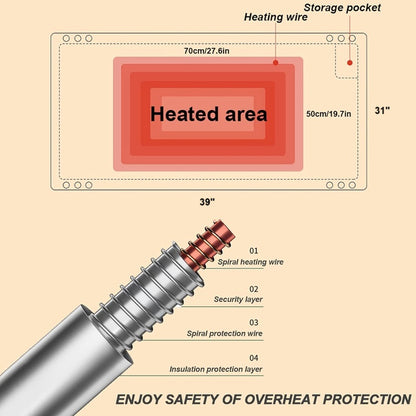 Portable Electric Heated Blanket with Adjustable Warmth Settings - 39"x31"