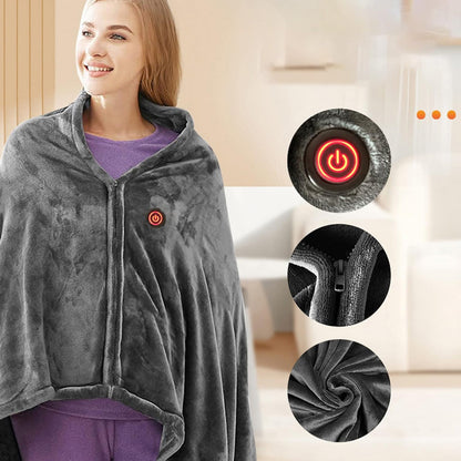Heated Shawl with Zipper and Three Temperature Settings, Machine Washable