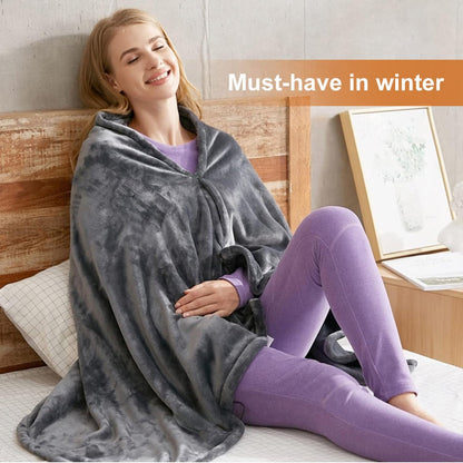 Heated Shawl with Zipper and Three Temperature Settings, Machine Washable