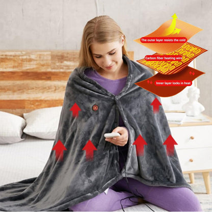 Heated Shawl with Zipper and Three Temperature Settings, Machine Washable