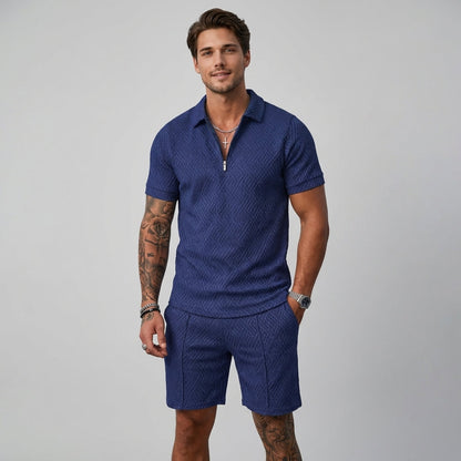 Men's Polo Shirt and Shorts Set with Moisture Wicking, Machine Washable