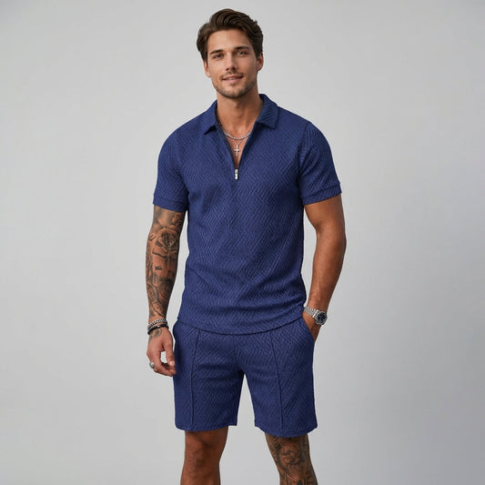 Mens Polo Shirt and Shorts Set with Moisture Wicking, Machine Washable