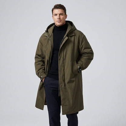 Men's Raincoat with Breathable Fabric and Stowable Hood, Storm Flap Zipper