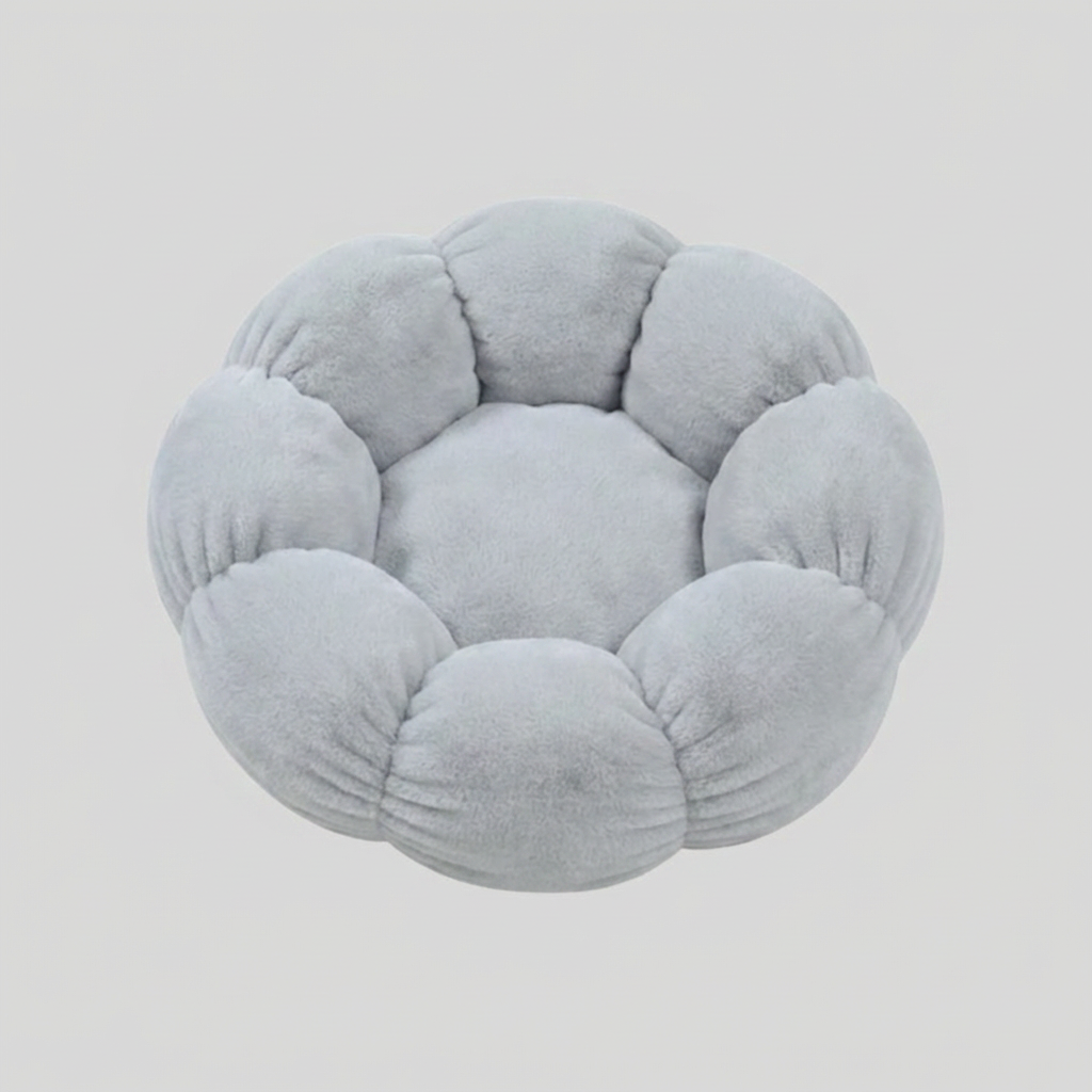 Plush Flower Pet Bed with Raised Petal Rim and Polyester Fill, Multiple Sizes