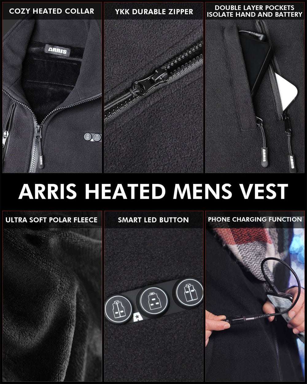 Rechargeable Heated Vest and Beanie Hat Set with 8 Heating Zones for Cold Weather