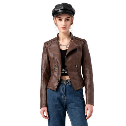Vintage Jacket with Hidden Nickel Zipper and Polyester Lining for Women