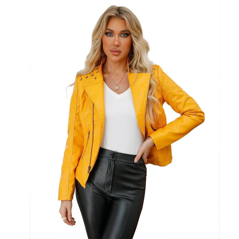 Vintage Jacket with Hidden Nickel Zipper and Polyester Lining for Women