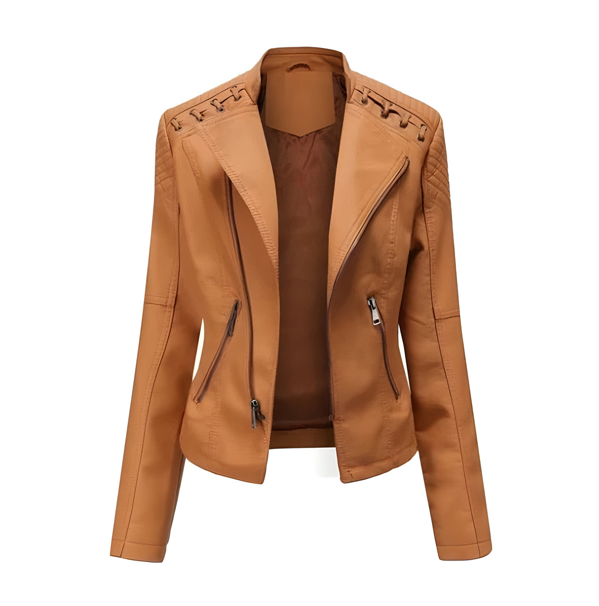 Vintage Jacket with Hidden Nickel Zipper and Polyester Lining for Women