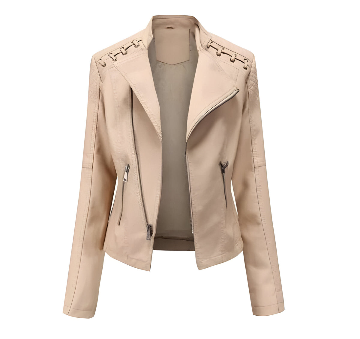 Vintage Jacket with Hidden Nickel Zipper and Polyester Lining for Women