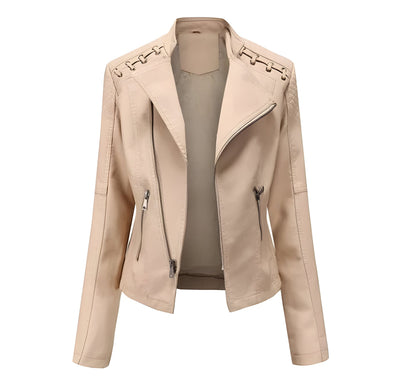 Vintage Jacket with Hidden Nickel Zipper and Polyester Lining for Women