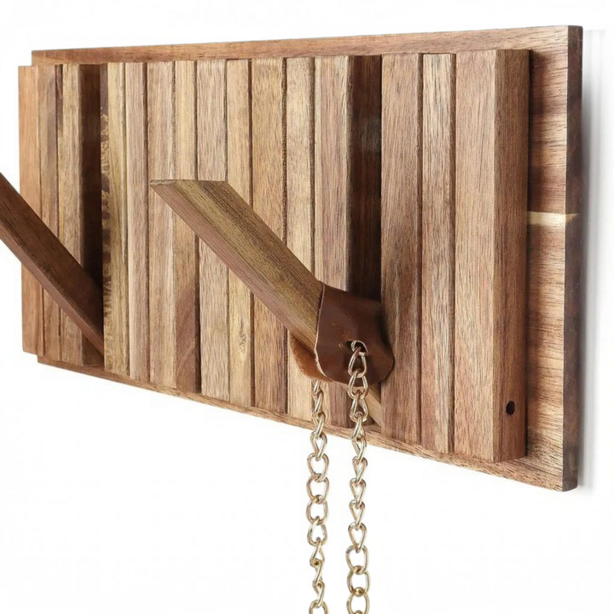 Rustic Wall-Mounted Coat Rack with 8 Flip Hooks