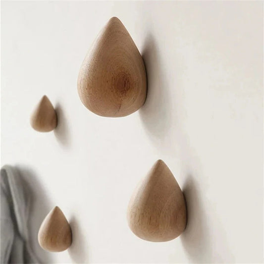 Beech Wood Water Drop Wall Coat Holder