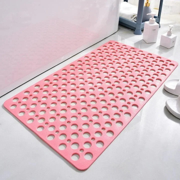 Suction Cup Shower Mat with a Textured Surface and Water Drainage in Seven Colors