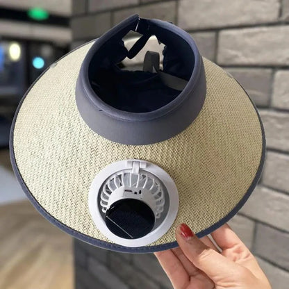 Wide Brim Sun Hat with Solar Powered Fan