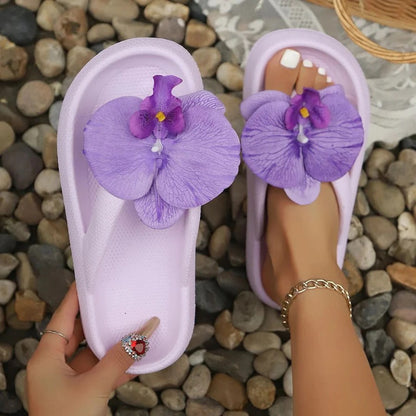 Ladies Tropical Orchid Summer Flip Flops