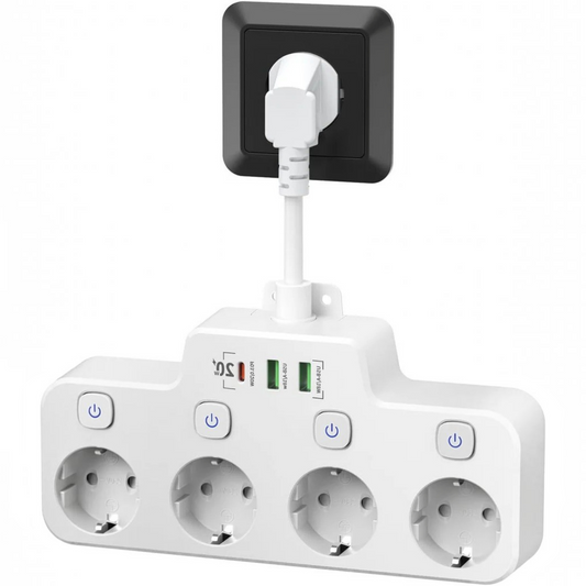 Wall Mounted Power Strip with Independent Switch 2 USB A and 1 USB C