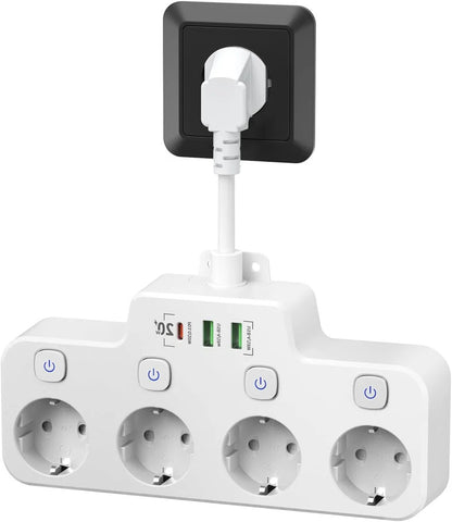 Wall Mounted Power Strip with Independent Switch 2 USB A and 1 USB C