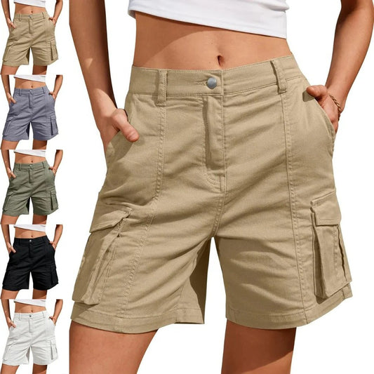 Womens Low Waist Long Work Cargo Shorts
