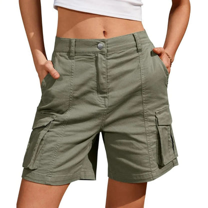 Womens Low Waist Long Work Cargo Shorts