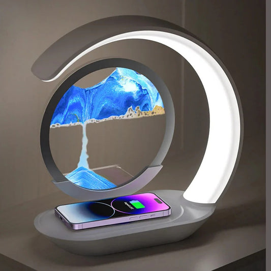3D Sand Art Table Lamp with Wireless Charger