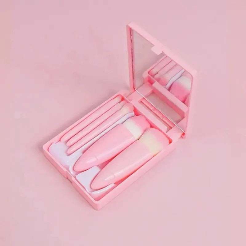 Mini Makeup Brush Set with Mirror