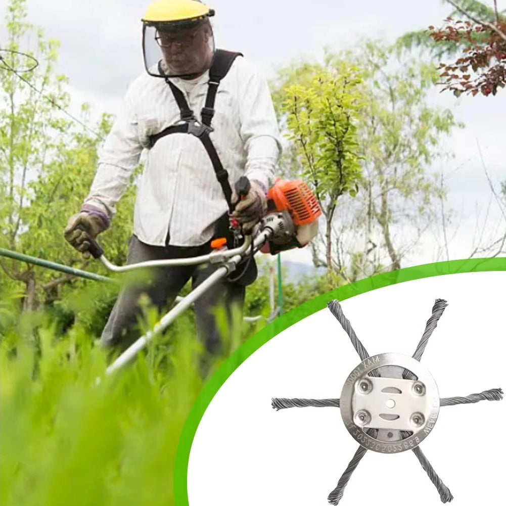 Wire Brush Trimmer Head for Grass Trimmers with 6-Inch Diameter and Universal Mount