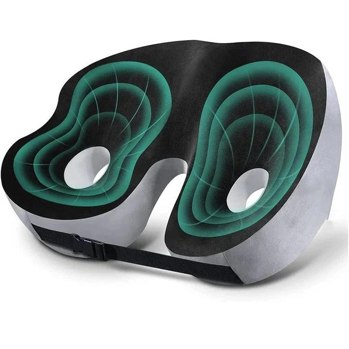 Contoured Memory Foam Seat Cushion with Adjustable Inserts and Non Slip Base for Office and Car