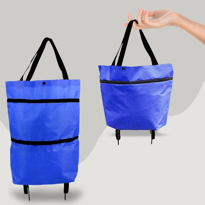 2 in 1 Foldable Shopping Bag with Wheels