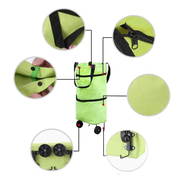 2 in 1 Foldable Shopping Bag with Wheels