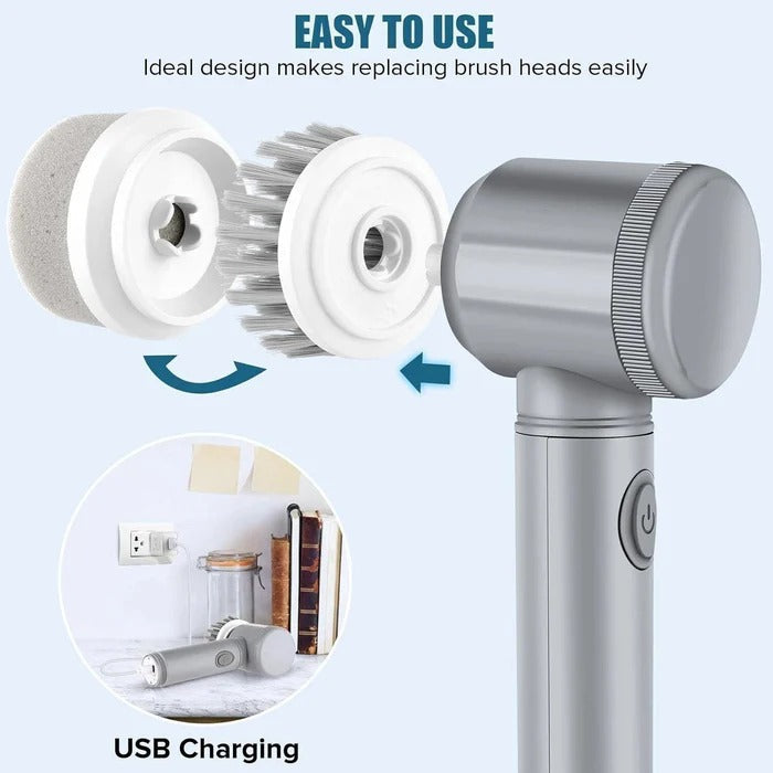 Electric Spin Scrubber with 6 Brush Heads and 100 Minute Battery, IPX6 Water Resistant