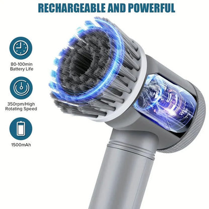 Electric Spin Scrubber with 6 Brush Heads and 100 Minute Battery, IPX6 Water Resistant