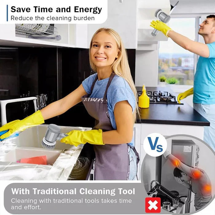 Electric Spin Scrubber with 6 Brush Heads and 100 Minute Battery, IPX6 Water Resistant