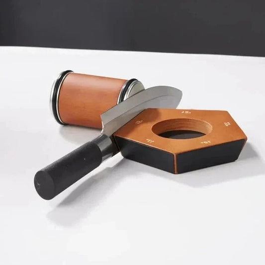 Manual Rolling Knife Sharpener with Diamond Coated Wheel, Angle Guide, and Steady Base